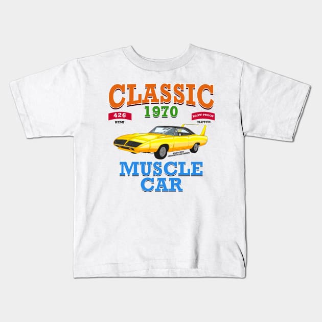 Vintage Classic Muscle Car Racing Garage Hot Rod Novelty Gift Kids T-Shirt by Airbrush World